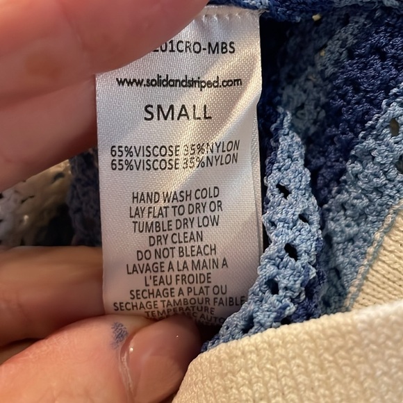 Solid & Striped The Tobi Sweater Marina Blue Stripe Open Weave Crewneck S NWT - Picture 12 of 12